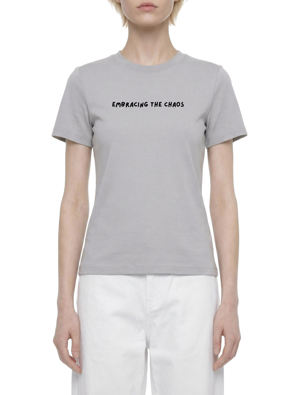 Embracing The Chaos | Mom Life Funny Tee | Slim Fit Cotton T-Shirt | Chaos Mom Quote Top | Gift for Moms