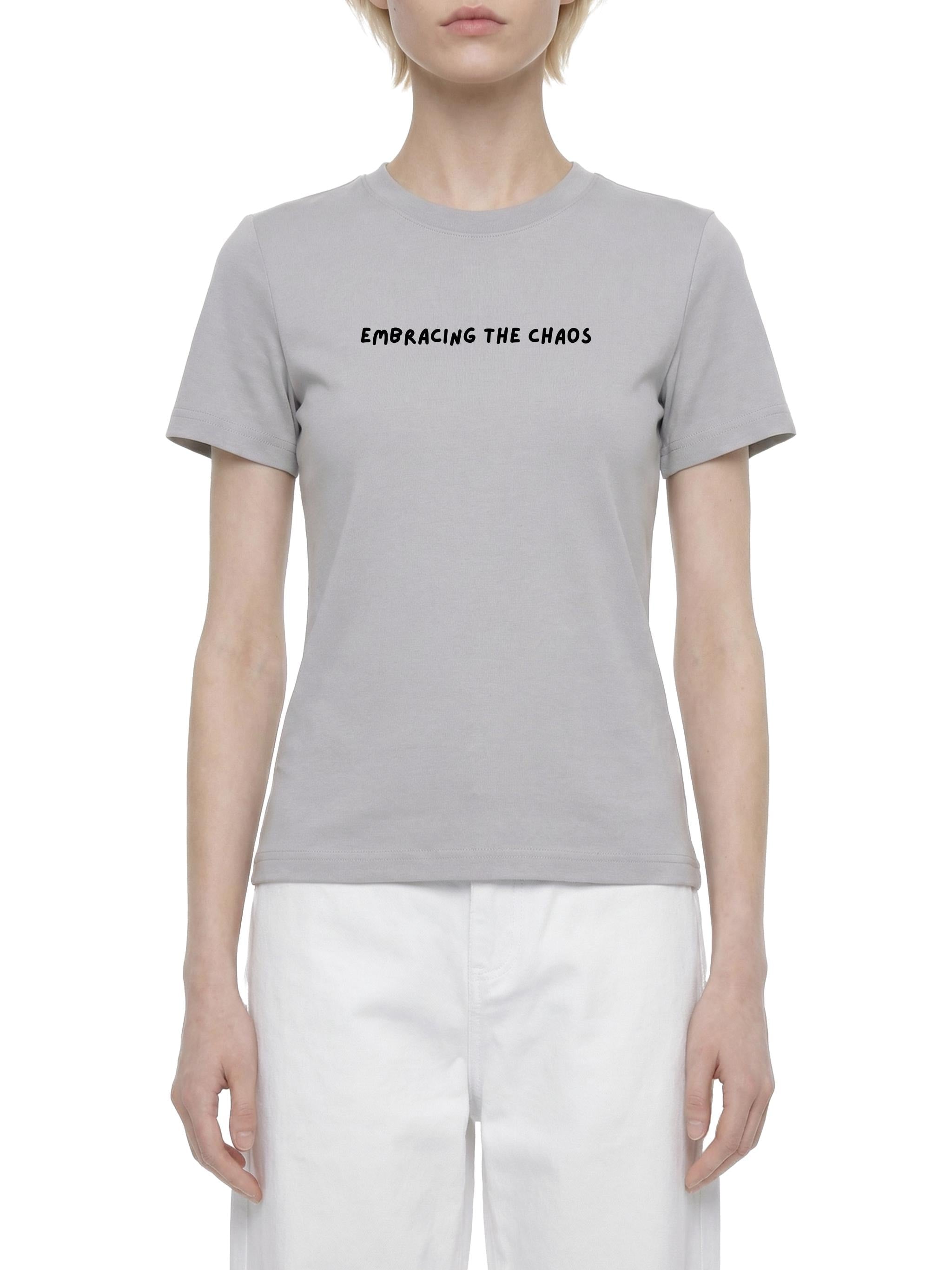 Embracing The Chaos | Mom Life Funny Tee | Slim Fit Cotton T-Shirt | Chaos Mom Quote Top | Gift for Moms