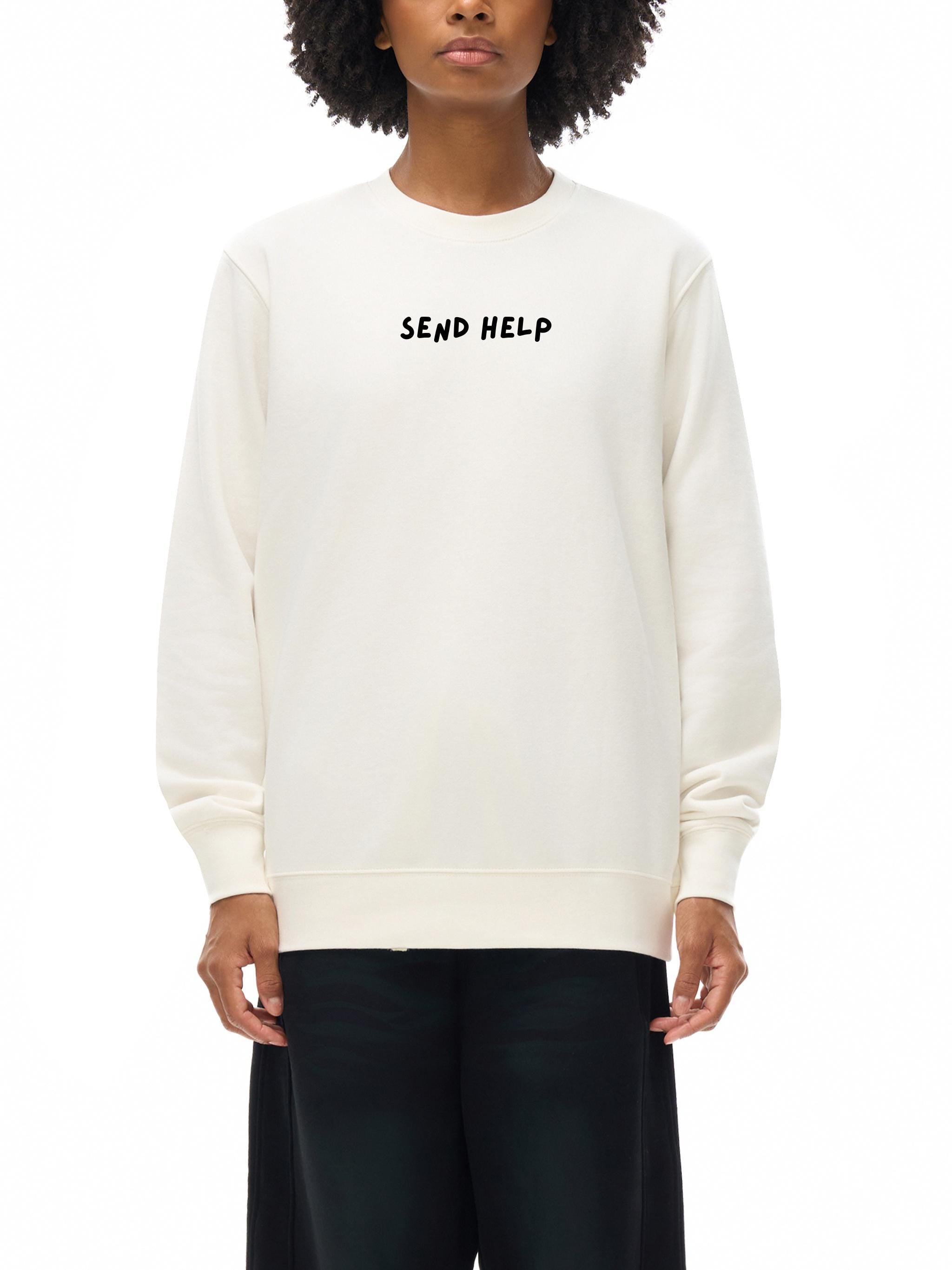 Send Help | Essential Heavyweight Crewneck Pullover | Cozy Cotton Sweater | Funny Meme Sweatshirt | Minimalist Streetwear