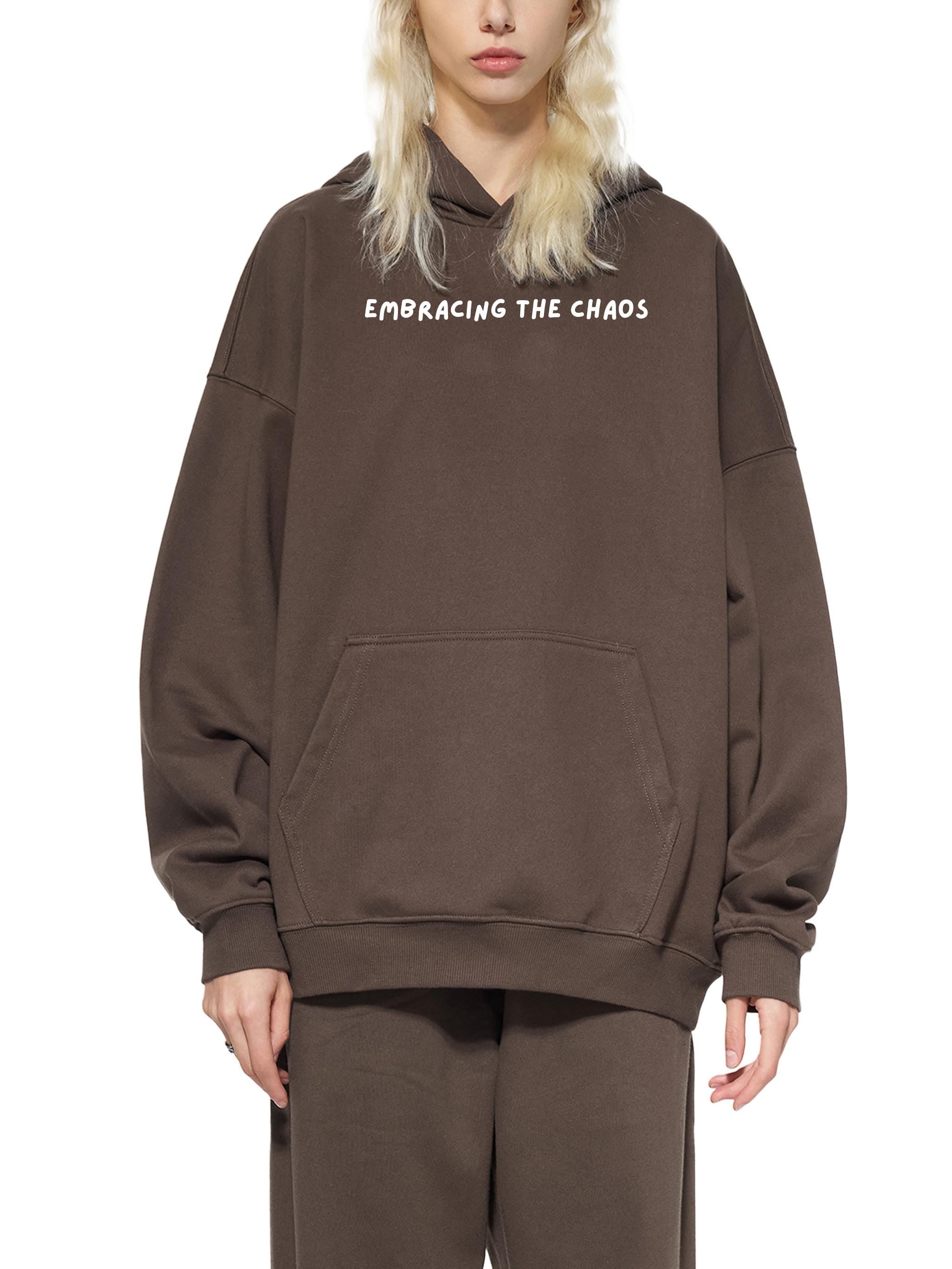 Embracing the Chaos Hoodie for Women | Heavyweight Cotton Blend Pullover Sweatshirt | Cozy Streetwear | Casual Everyday Mom Life Hoodie