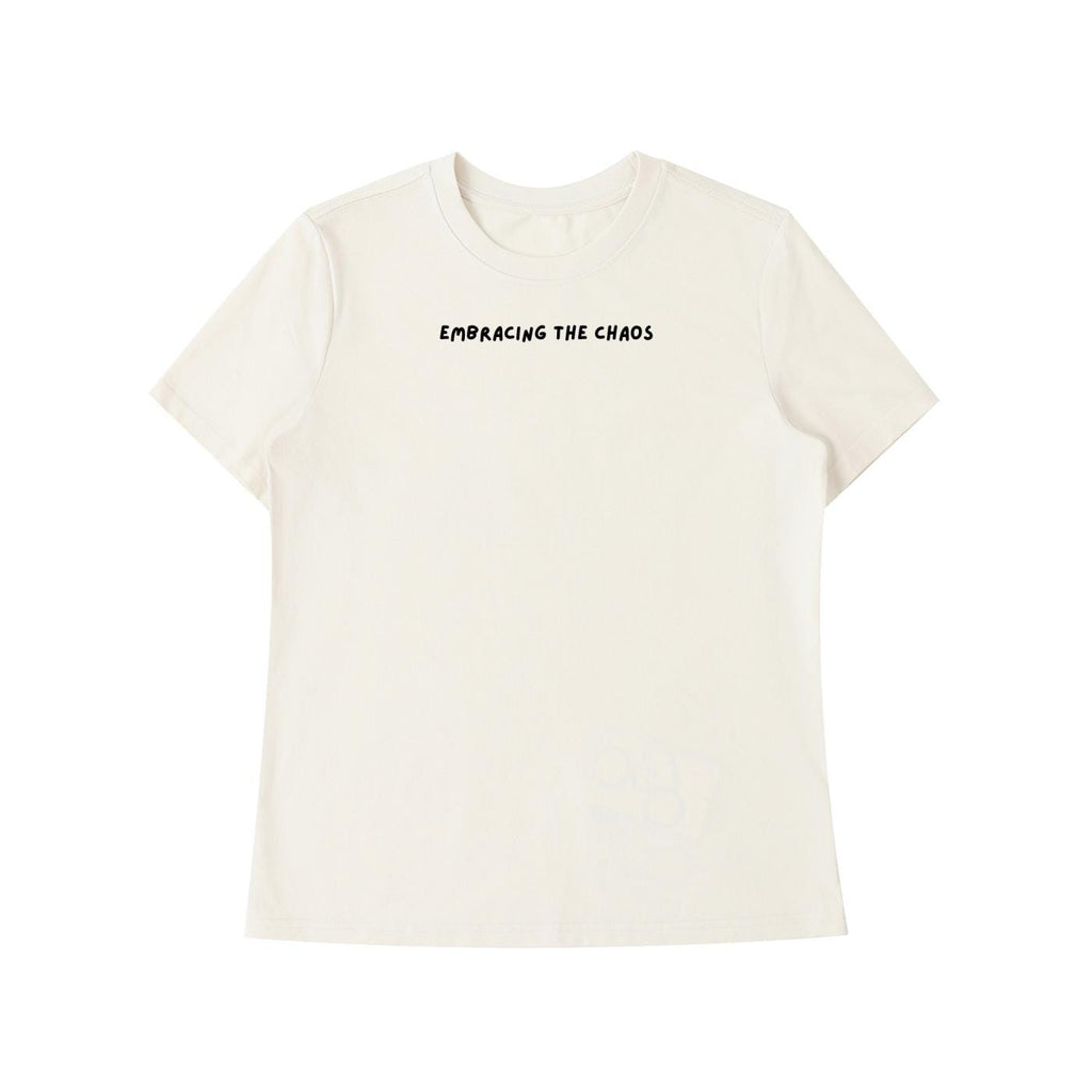 Embracing The Chaos | Mom Life Funny Tee | Slim Fit Cotton T-Shirt | Chaos Mom Quote Top | Gift for Moms