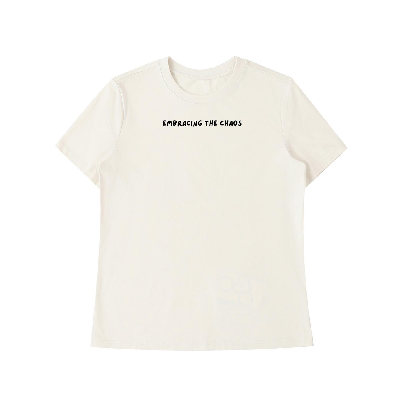 Embracing The Chaos | Mom Life Funny Tee | Slim Fit Cotton T-Shirt | Chaos Mom Quote Top | Gift for Moms