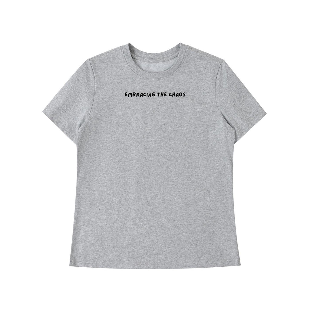 Embracing The Chaos | Mom Life Funny Tee | Slim Fit Cotton T-Shirt | Chaos Mom Quote Top | Gift for Moms