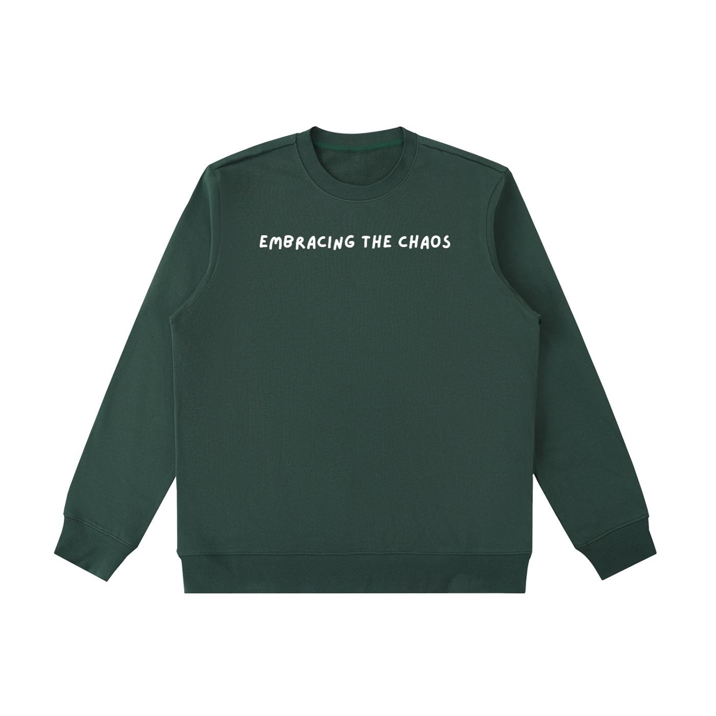 Embracing The Chaos | Essential Heavyweight Crewneck Sweatshirt | Women’s Cozy Cotton Pullover | Minimalist Chaos Quote Streetwear