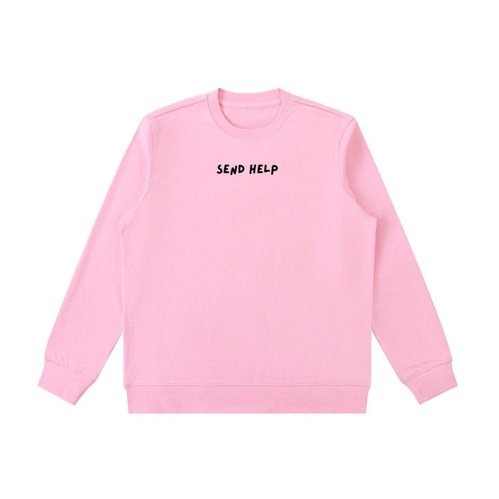 Send Help | Essential Heavyweight Crewneck Sweatshirt | Cozy Cotton Pullover | Minimalist Streetwear | Funny Quote Sweatshirt