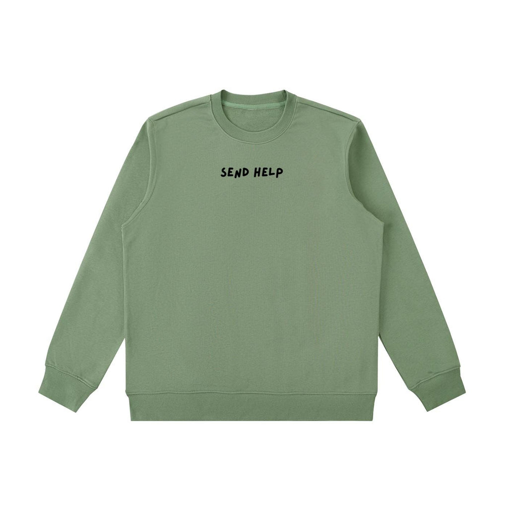 Send Help | Essential Heavyweight Crewneck Sweatshirt | Cozy Cotton Pullover | Minimalist Streetwear | Funny Quote Sweatshirt