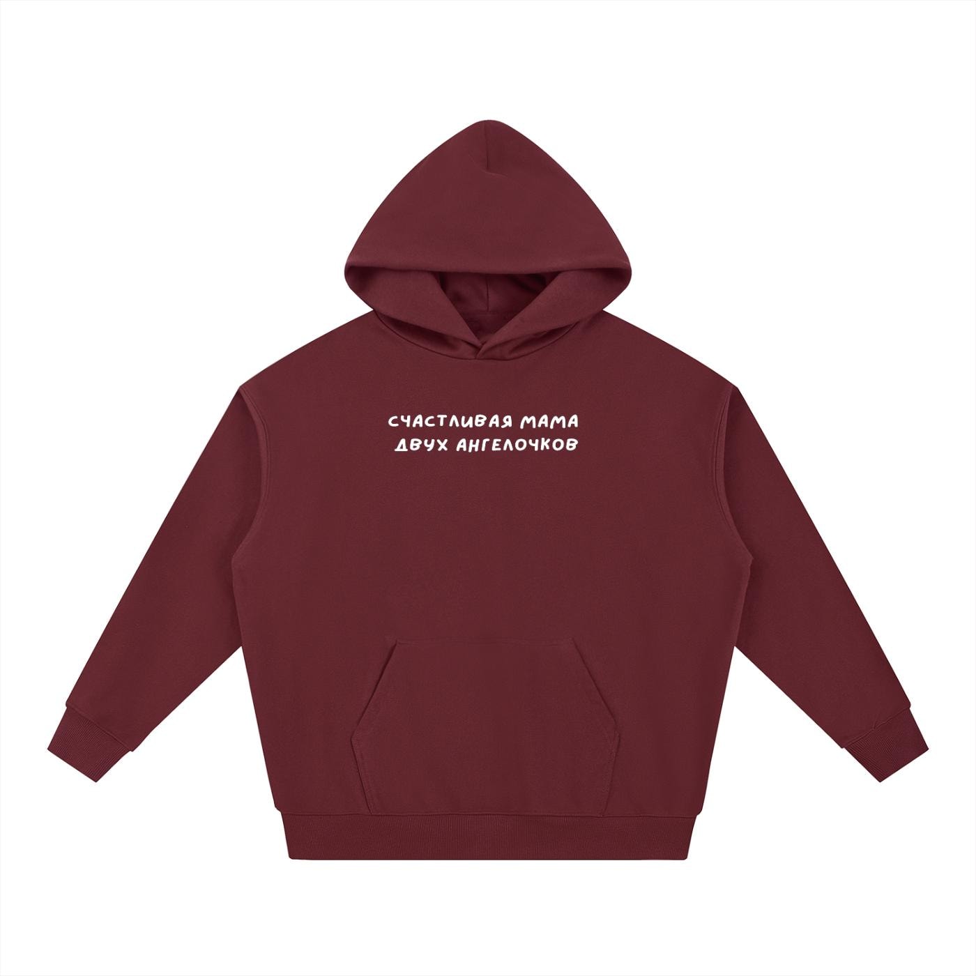 Счастливая Мама Двух Ангелочков | Cute Mom Life Hoodie | Oversized Heavyweight Pullover | Soft Cotton Casual Hoodie for Women