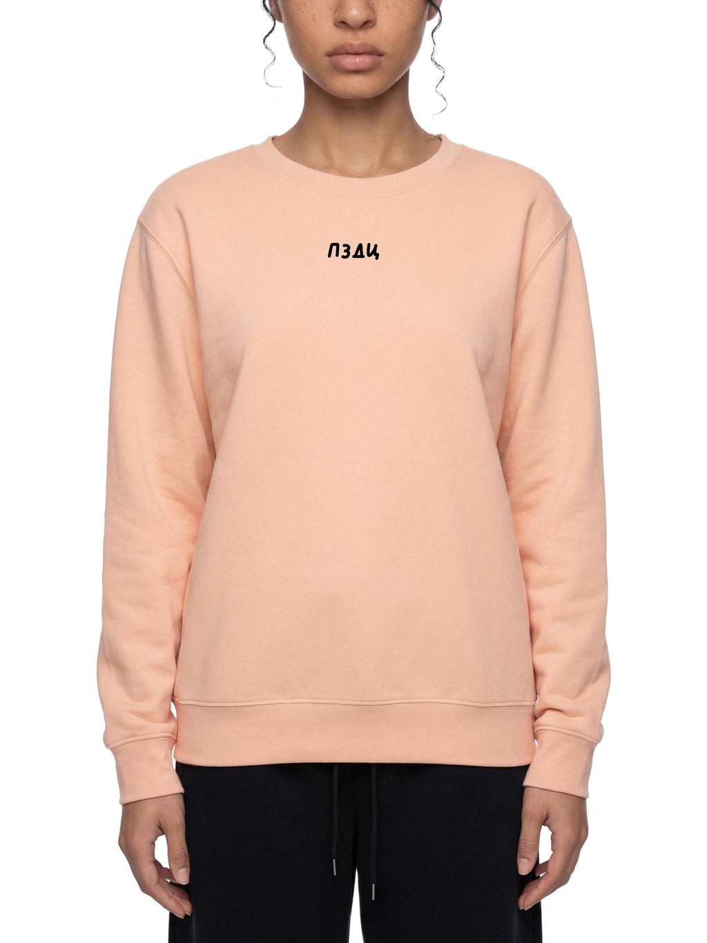 ПЗДЦ | Oversized Crewneck Sweatshirt | Loose Fit Pullover | Minimalist Streetwear Sweater for Women | Gift for Her