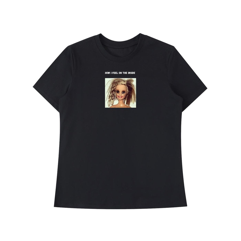 How I Feel On The Inside | Funny Emotional Meme Tee | Slim Fit Cotton Shirt | Relatable Mood Quote Top | Everyday Comfort Wear