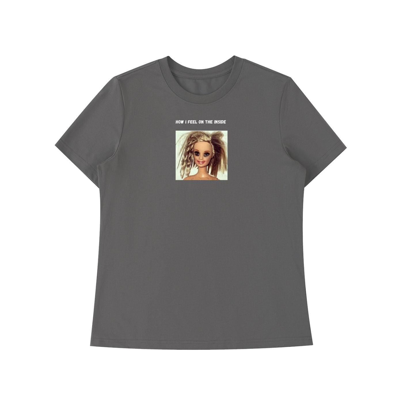 How I Feel On The Inside | Funny Emotional Meme Tee | Slim Fit Cotton Shirt | Relatable Mood Quote Top | Everyday Comfort Wear