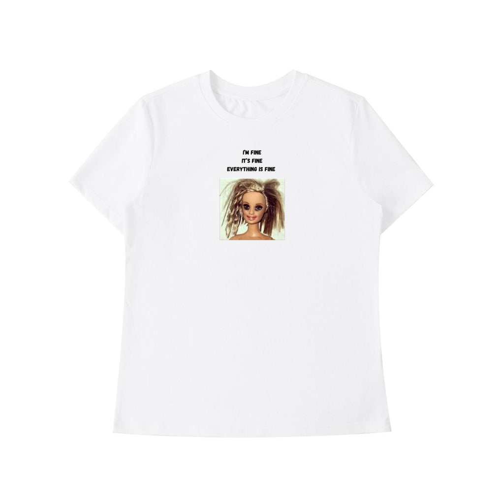 I’m Fine It’s Fine Everything Is Fine | Slim Fit Cotton Graphic Tee | Funny Relatable Meme Shirt | Minimalist Quote Top | Casual Streetwear