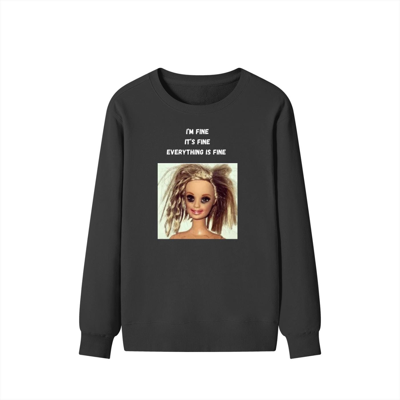 I’m Fine It’s Fine Everything Is Fine | Oversized Cozy Crewneck Pullover | Funny Mom Life Quote Sweater | Minimalist Cotton Blend Sweatshirt