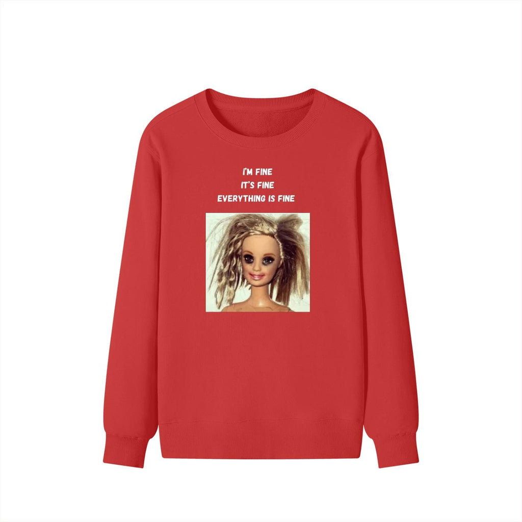 I’m Fine It’s Fine Everything Is Fine | Oversized Cozy Crewneck Pullover | Funny Mom Life Quote Sweater | Minimalist Cotton Blend Sweatshirt