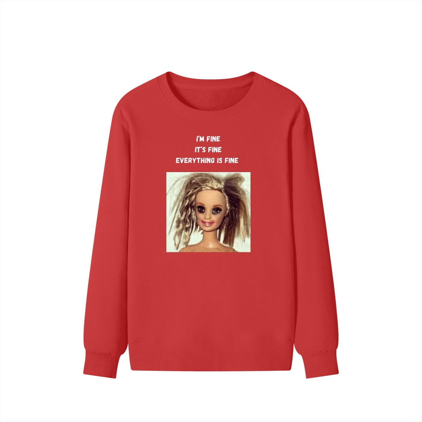 I’m Fine It’s Fine Everything Is Fine | Oversized Cozy Crewneck Pullover | Funny Mom Life Quote Sweater | Minimalist Cotton Blend Sweatshirt