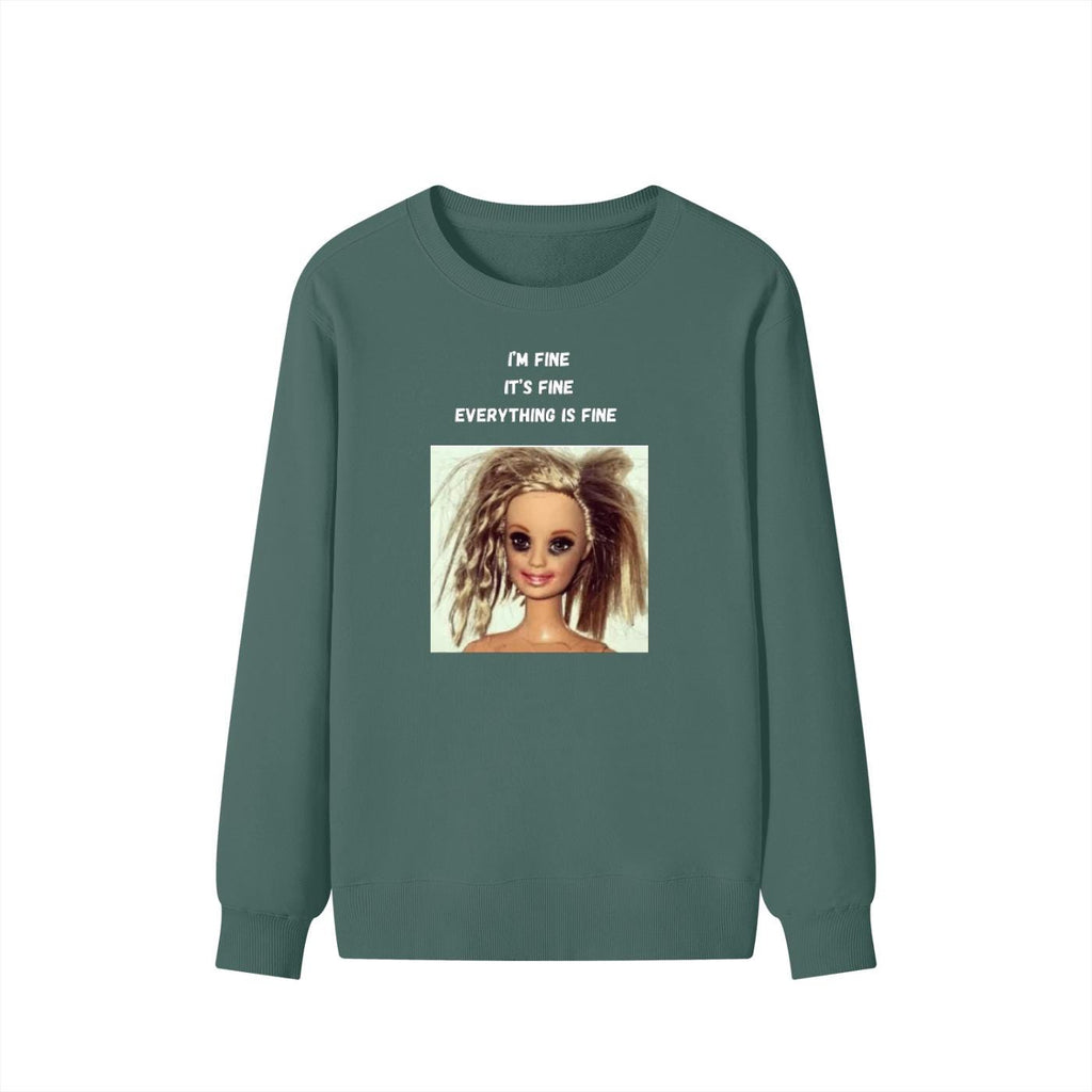 I’m Fine It’s Fine Everything Is Fine | Oversized Cozy Crewneck Pullover | Funny Mom Life Quote Sweater | Minimalist Cotton Blend Sweatshirt