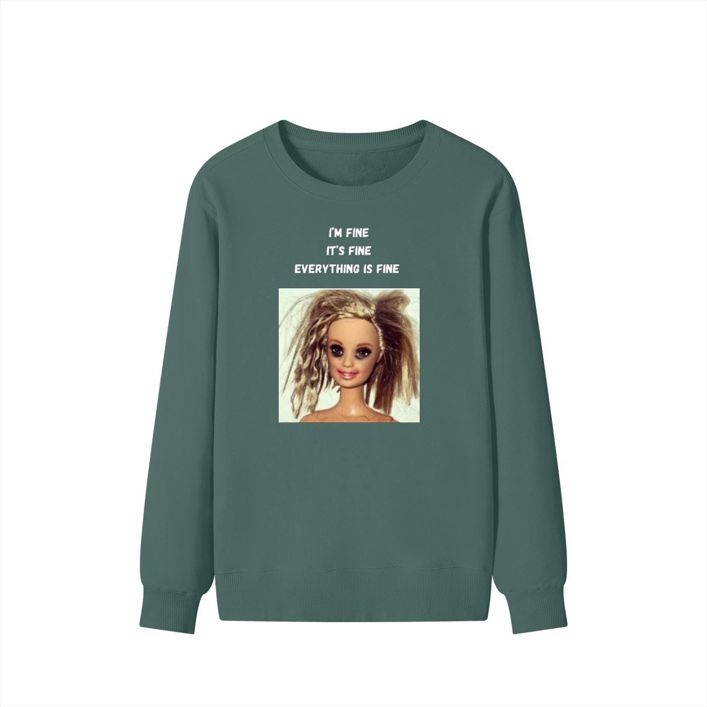 I’m Fine It’s Fine Everything Is Fine | Oversized Cozy Crewneck Pullover | Funny Mom Life Quote Sweater | Minimalist Cotton Blend Sweatshirt