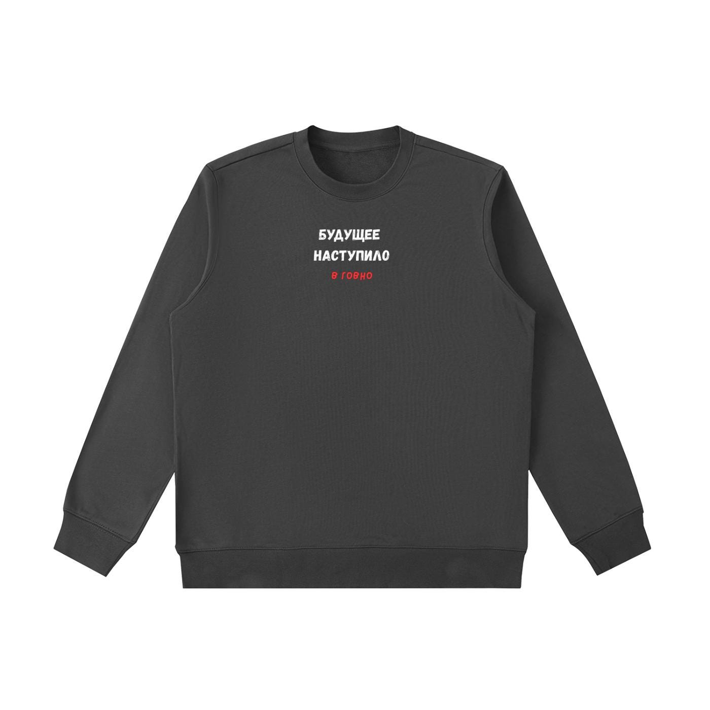 Будущее Наступило В Говно | Cotton Blend Cozy Crewneck Pullover | Funny Russian Meme Quote Sweater | Minimalist Streetwear Sweatshirt