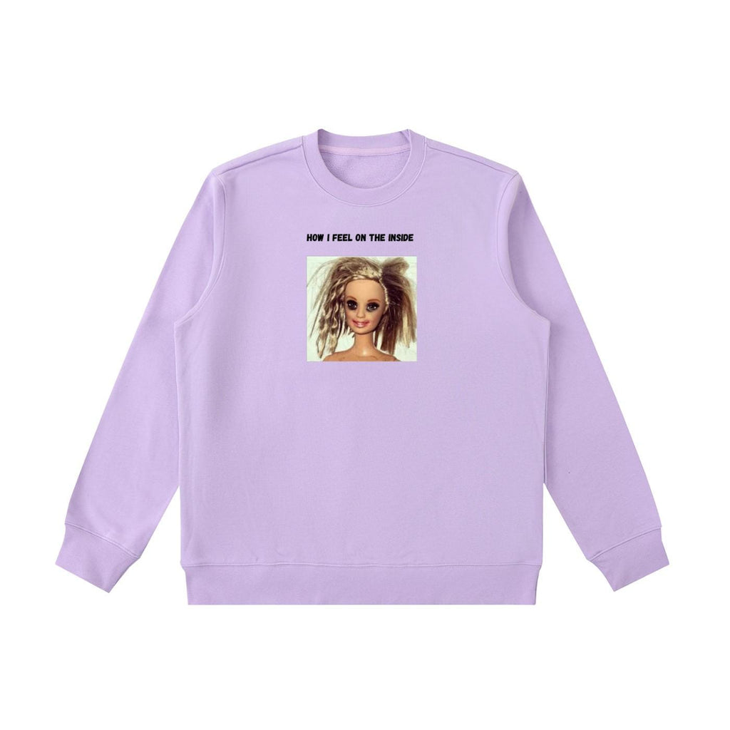 How I Feel On The Inside | Funny Quote Crewneck Pullover | Oversized Cotton Blend Sweater | Cozy Casual Sweatshirt | Relatable Mood Shirt