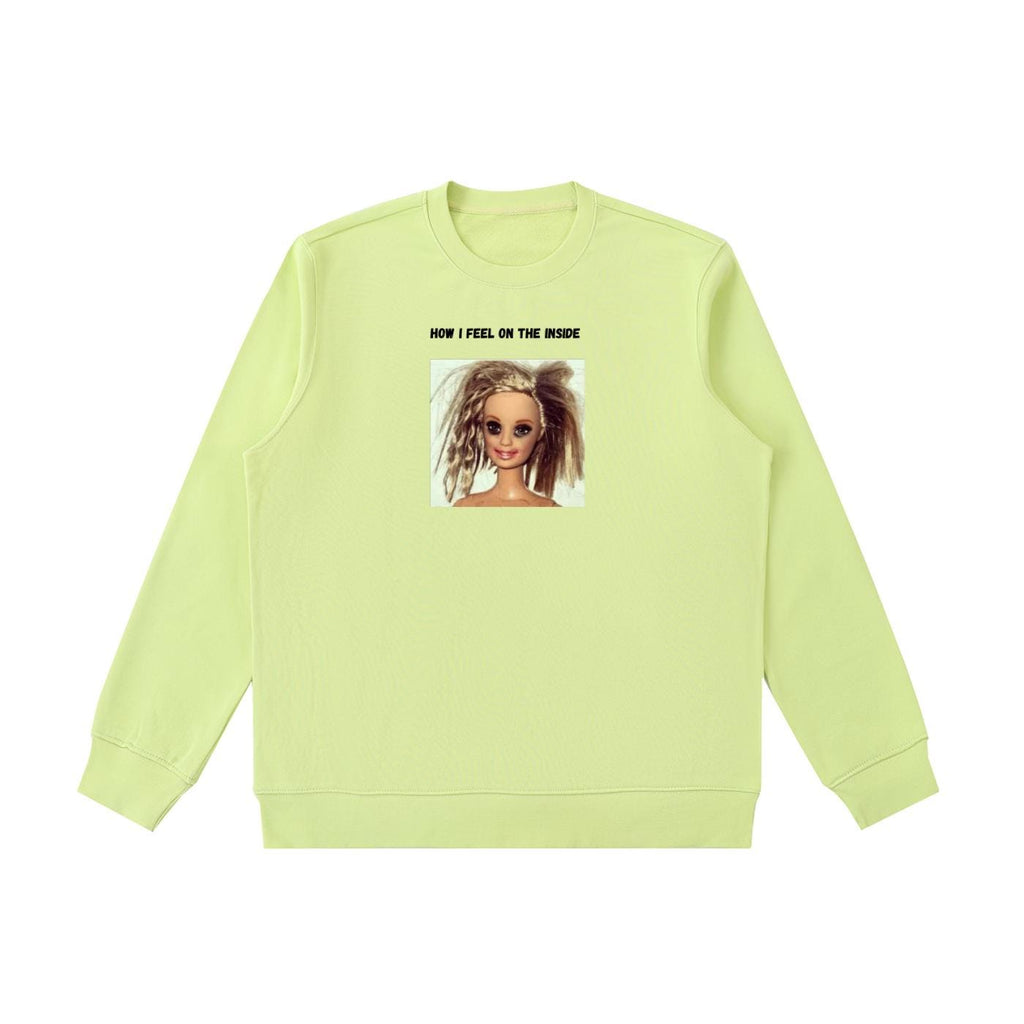 How I Feel On The Inside | Funny Quote Crewneck Pullover | Oversized Cotton Blend Sweater | Cozy Casual Sweatshirt | Relatable Mood Shirt
