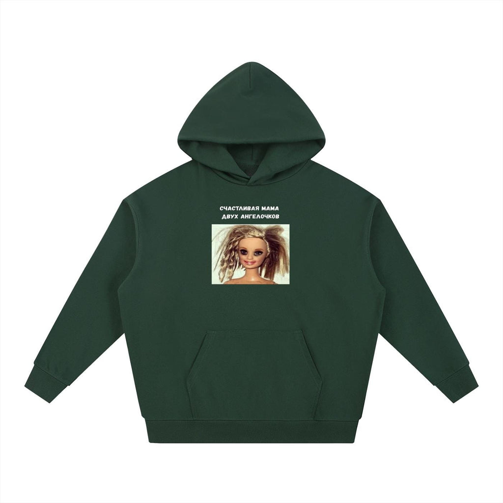 Счастливая Мама Двух Ангелочков | Heavyweight Hoodie | Cotton Blend Pullover Hoodie | Funny Mom Hoodie | Casual Streetwear for Women