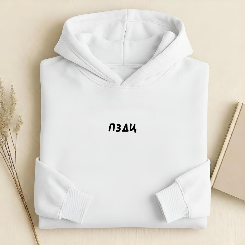 ПЗДЦ Graphic Hoodie | Cotton Blend Heavyweight Pullover | Aesthetic Streetwear Hoodie | Funny Statement Hoodie for Women | Gift for Her