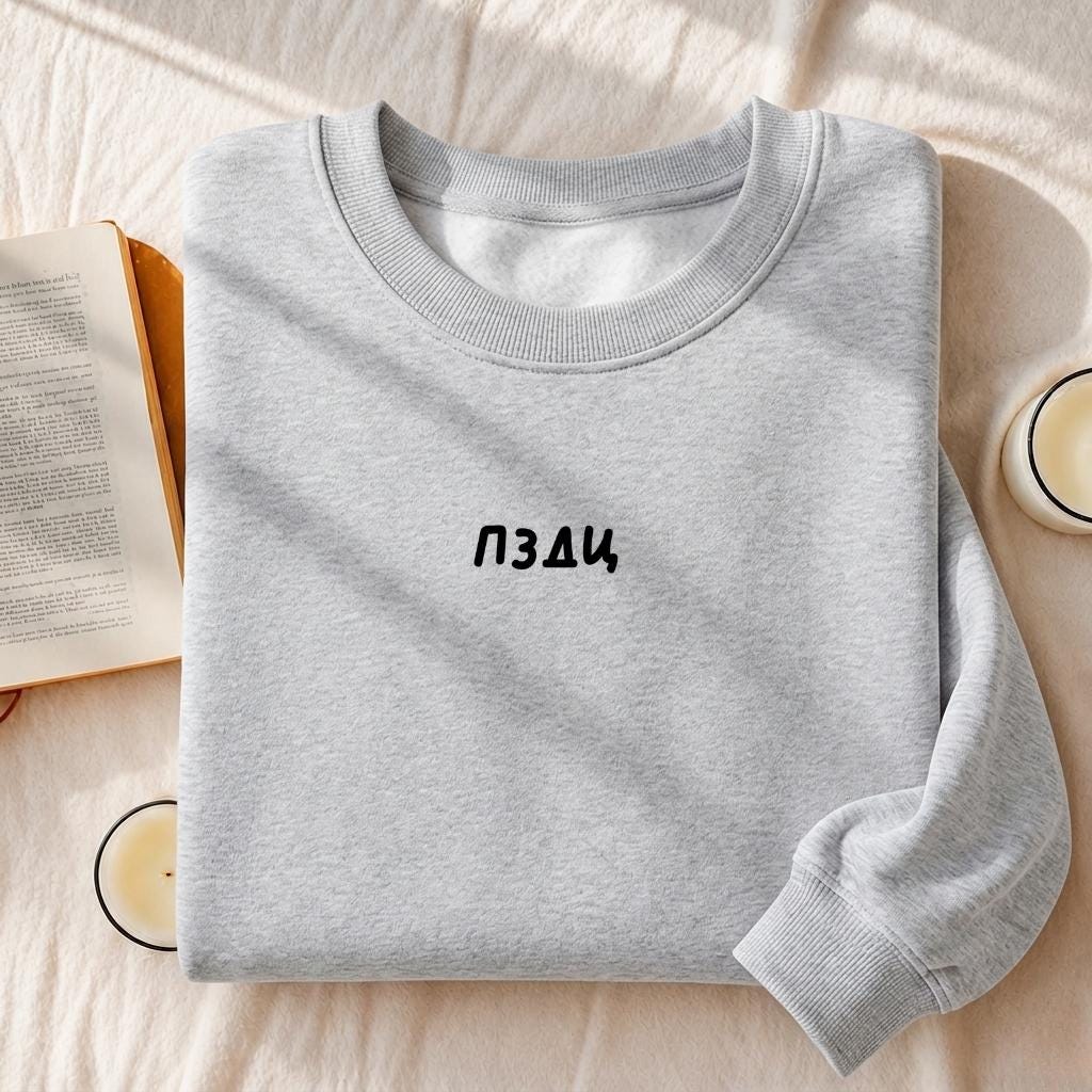 ПЗДЦ | Essential Heavyweight Crewneck Sweatshirt | Cozy Cotton Pullover | Minimalist Streetwear Sweater | Unisex Oversized Sweatshirt
