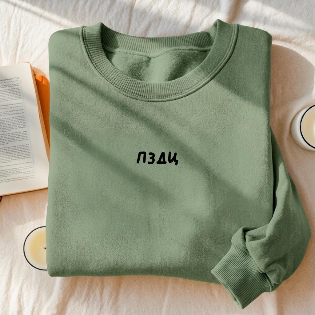 ПЗДЦ | Essential Heavyweight Crewneck Sweatshirt | Cozy Cotton Pullover | Minimalist Streetwear Sweater | Unisex Oversized Sweatshirt