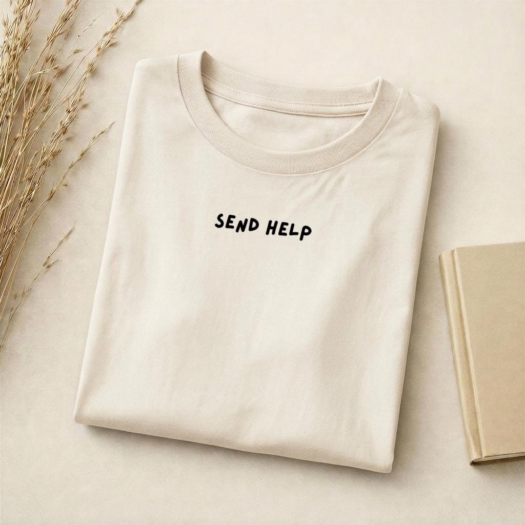 Send Help | Funny Mom Life Tee | Slim Fit Cotton T-Shirt | Tired Mom Humor | Gift for Moms | Everyday Casual Wear