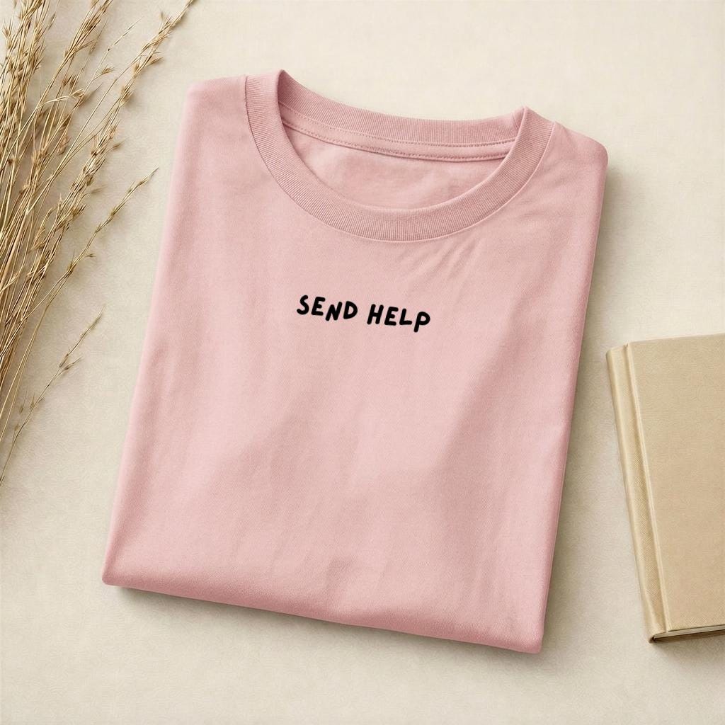 Send Help | Funny Mom Life Tee | Slim Fit Cotton T-Shirt | Tired Mom Humor | Gift for Moms | Everyday Casual Wear
