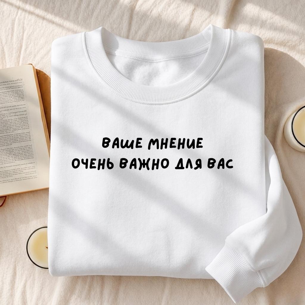 Ваше Мнение Очень Важно Для Вас | Heavyweight Crewneck Sweatshirt | Cozy Cotton Pullover | Minimalist Streetwear | Funny Quote Sweatshirt