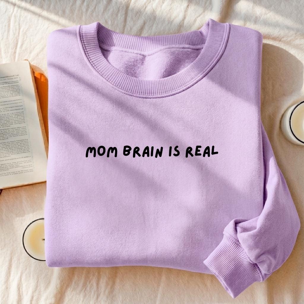 Mom Brain is Real | Essential Heavyweight Crewneck Sweatshirt | Cozy Cotton Pullover | Minimalist Streetwear | Funny Mom Life Sweatshirt