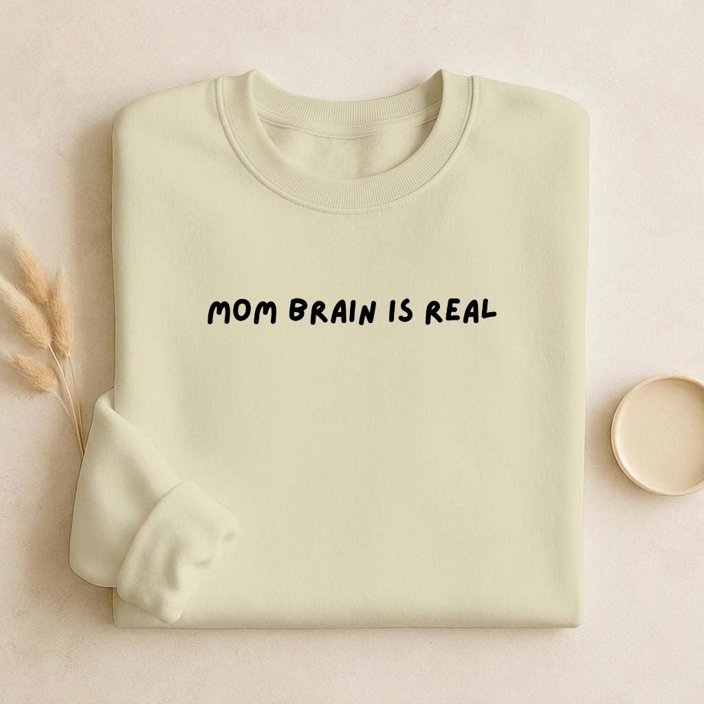 Mom Brain is Real | Unisex Cotton Sweatshirt Classic Fit | Cozy Crewneck Pullover | Minimalist Streetwear | Funny Mom-Life Sweatshirt