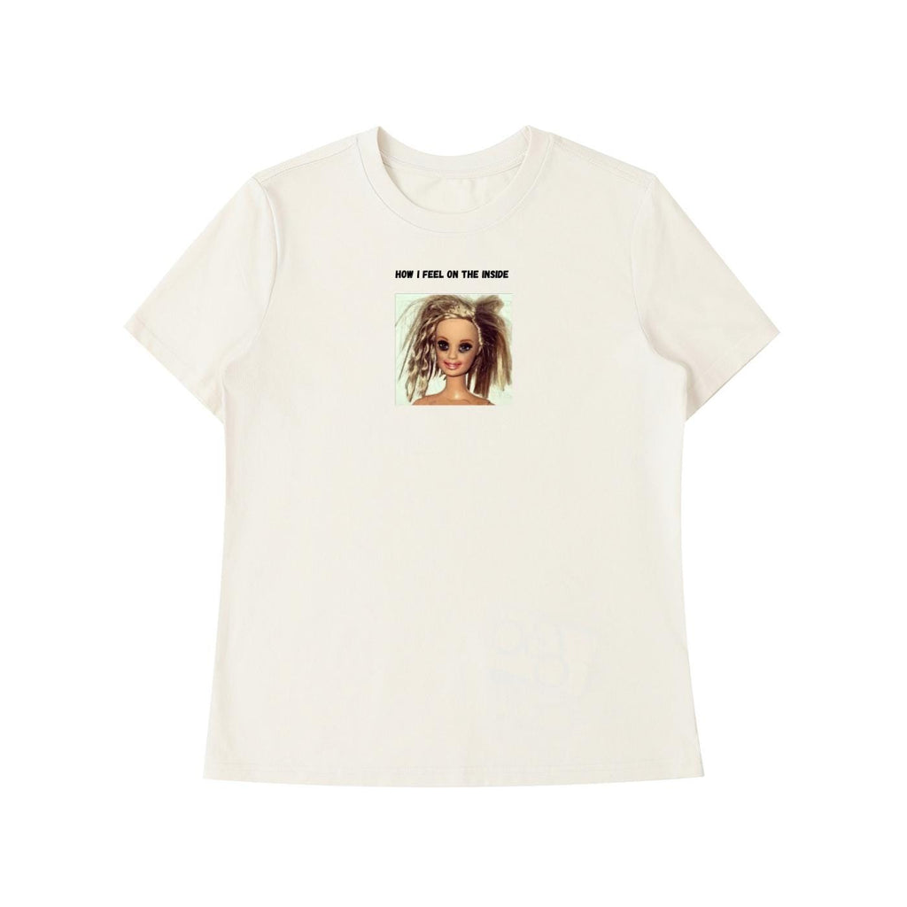 How I Feel On The Inside | Slim Fit Cotton Graphic Tee | Funny Emotional Quote Shirt | Minimalist Mood Tee | Everyday Casual Wear