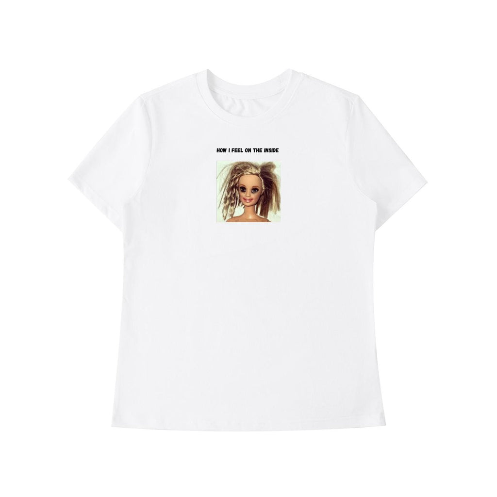How I Feel On The Inside | Slim Fit Cotton Graphic Tee | Funny Emotional Quote Shirt | Minimalist Mood Tee | Everyday Casual Wear