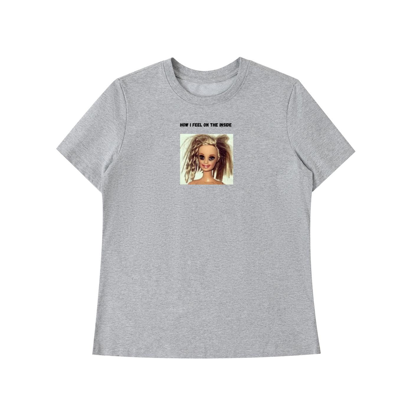 How I Feel On The Inside | Slim Fit Cotton Graphic Tee | Funny Emotional Quote Shirt | Minimalist Mood Tee | Everyday Casual Wear