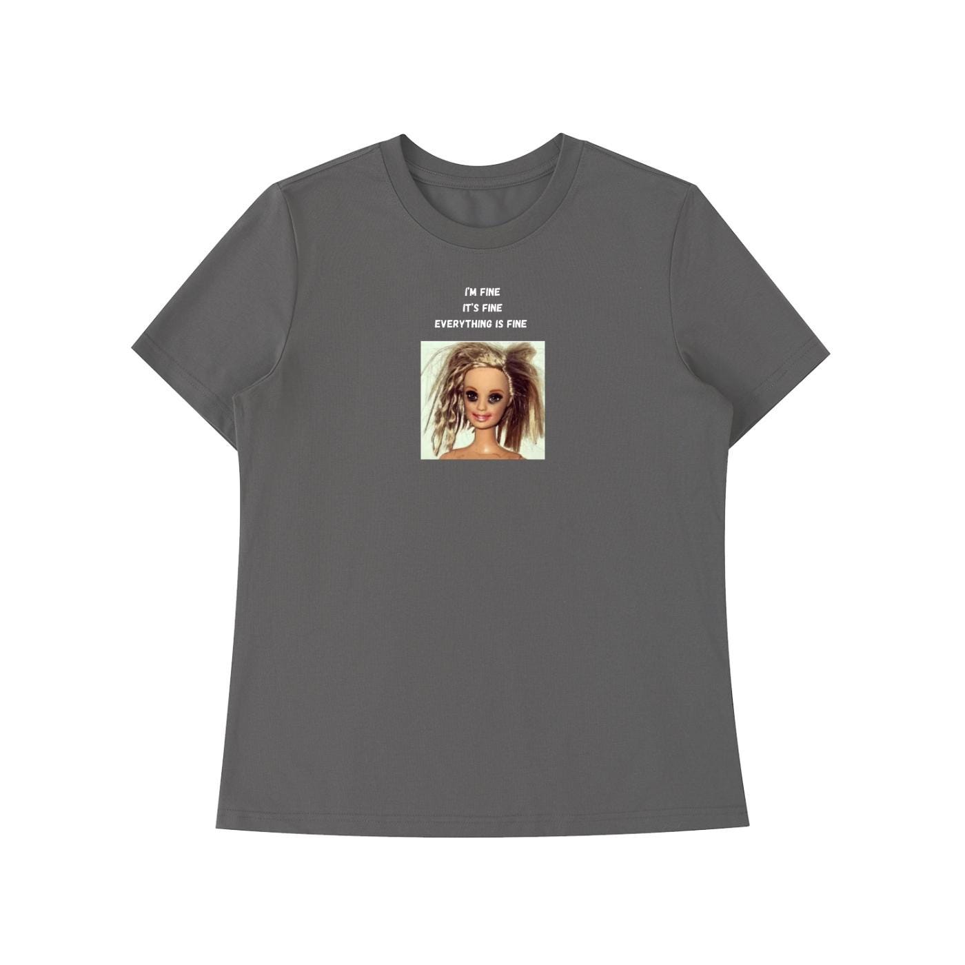 I’m Fine It’s Fine Everything Is Fine | Funny Relatable Quote Tee | Slim Fit Cotton Graphic Shirt | Minimalist Top | Everyday Casual Wear