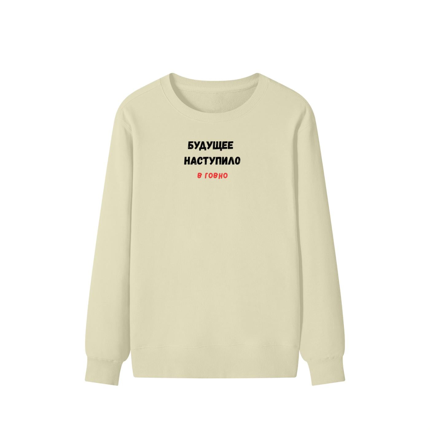 Будущее Наступило В Говно | Cozy Crewneck Pullover | Funny Russian Quote Sweater | Meme Humor Sweatshirt | Minimalist Streetwear