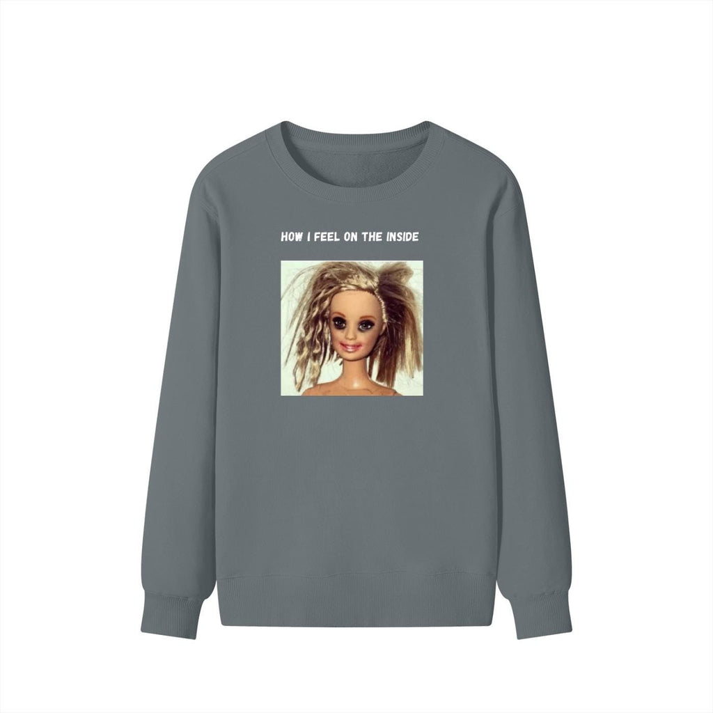 How I Feel On The Inside | Cozy Crewneck Pullover | Funny Emotional Quote Sweater | Minimalist Cotton Blend Top | Everyday Casual Wear
