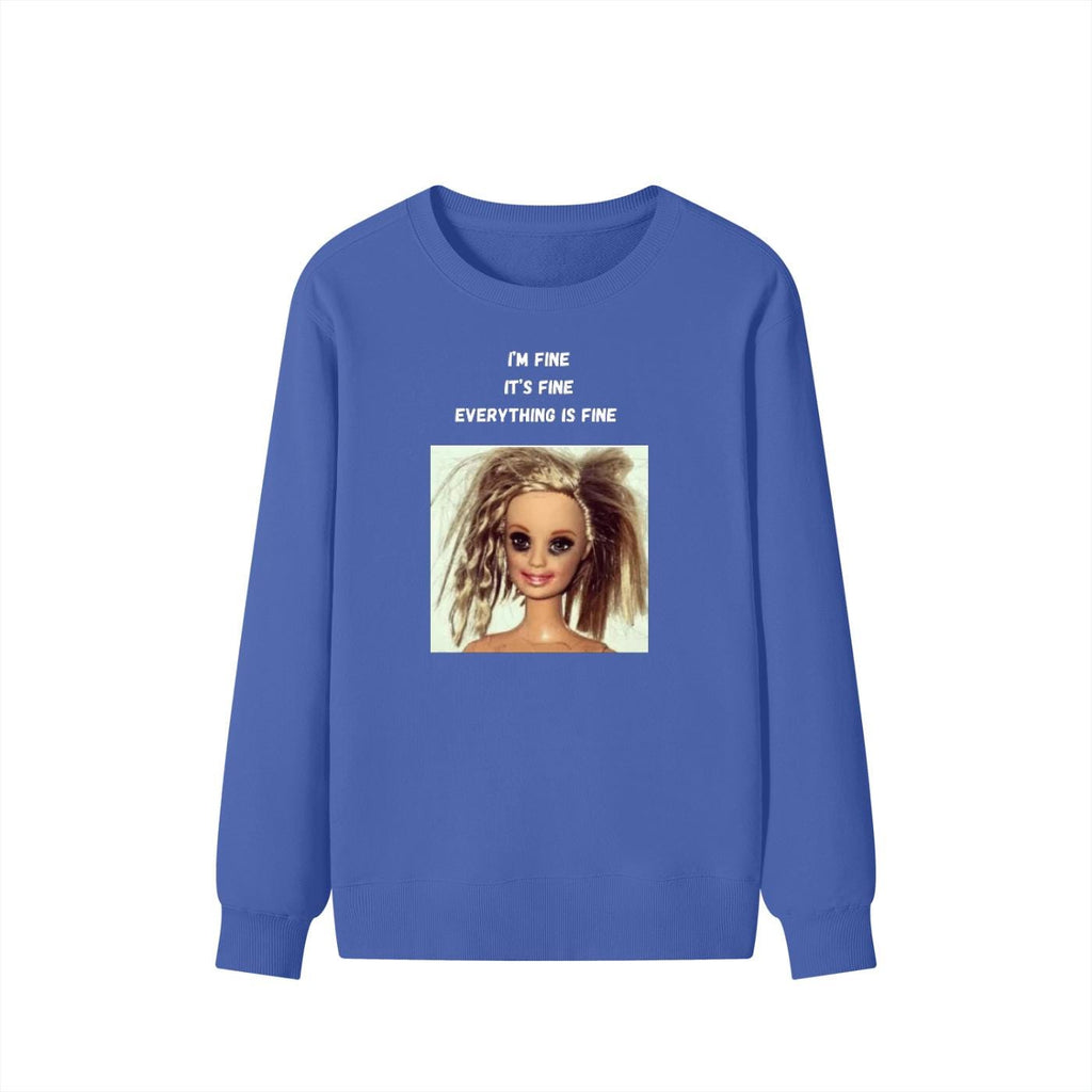 I’m Fine It’s Fine Everything Is Fine | Oversized Cozy Crewneck Pullover | Funny Mom Life Quote Sweater | Minimalist Cotton Blend Sweatshirt