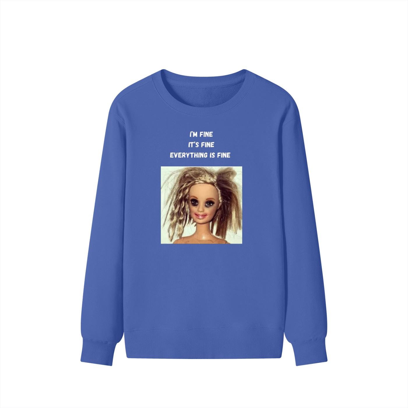 I’m Fine It’s Fine Everything Is Fine | Oversized Cozy Crewneck Pullover | Funny Mom Life Quote Sweater | Minimalist Cotton Blend Sweatshirt