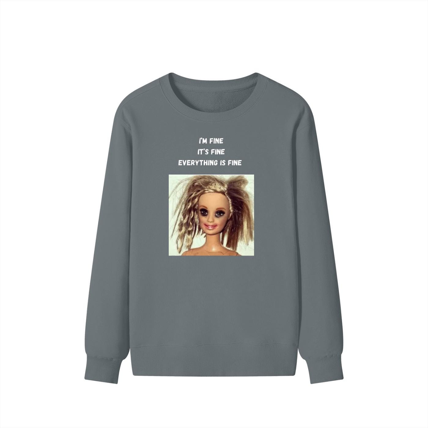 I’m Fine It’s Fine Everything Is Fine | Oversized Cozy Crewneck Pullover | Funny Mom Life Quote Sweater | Minimalist Cotton Blend Sweatshirt