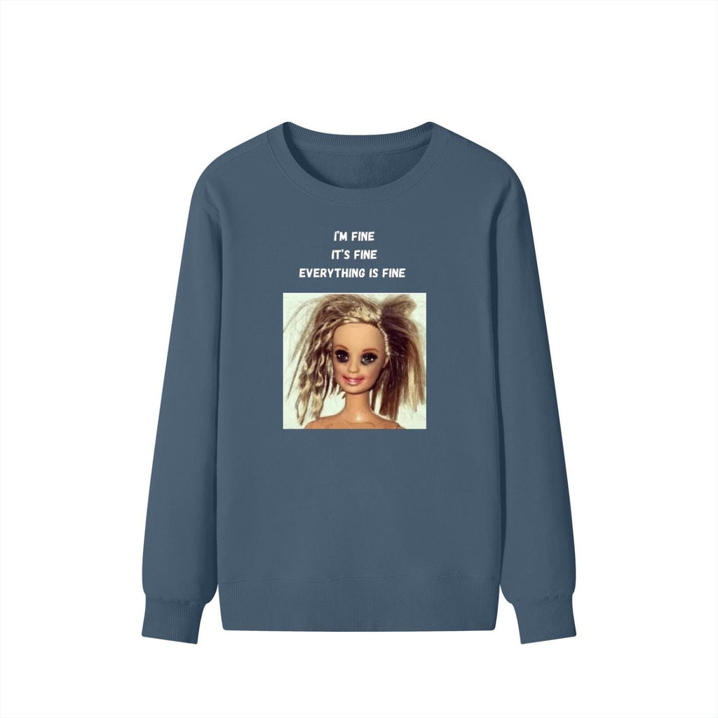 I’m Fine It’s Fine Everything Is Fine | Oversized Cozy Crewneck Pullover | Funny Mom Life Quote Sweater | Minimalist Cotton Blend Sweatshirt