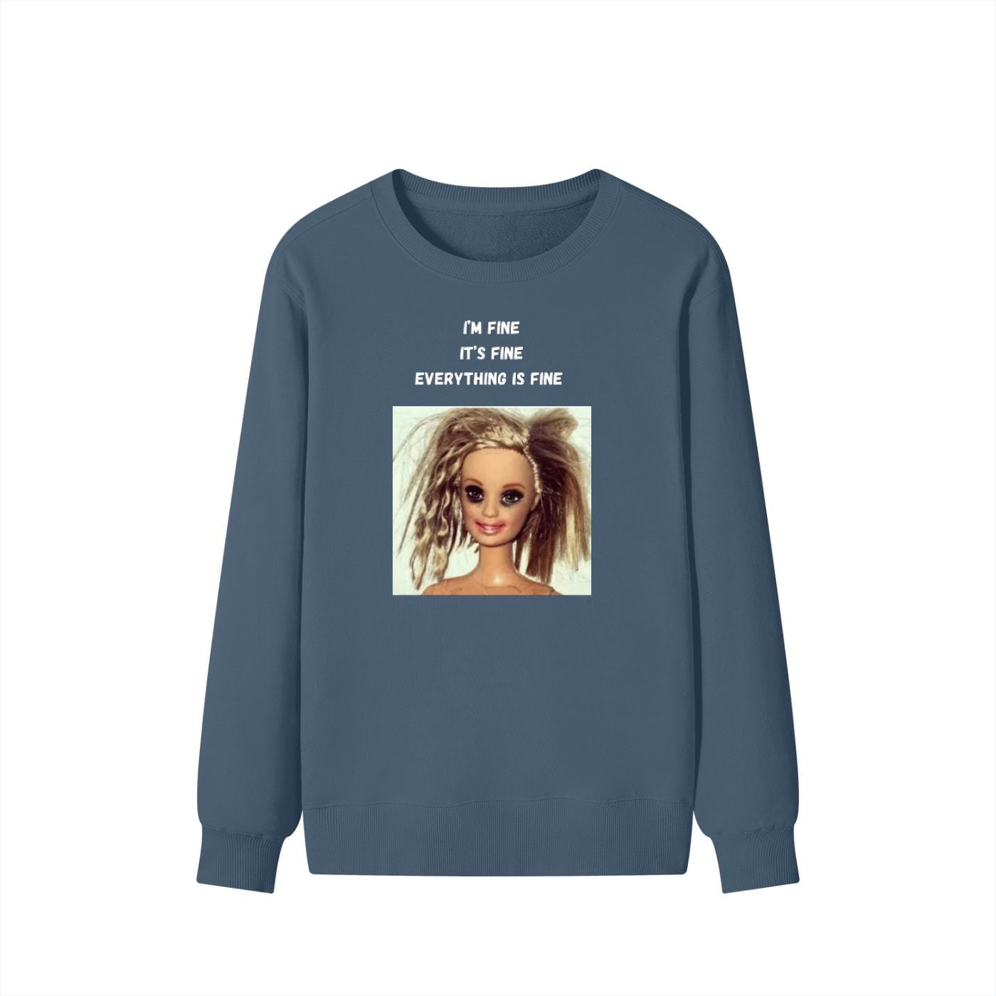 I’m Fine It’s Fine Everything Is Fine | Oversized Cozy Crewneck Pullover | Funny Mom Life Quote Sweater | Minimalist Cotton Blend Sweatshirt