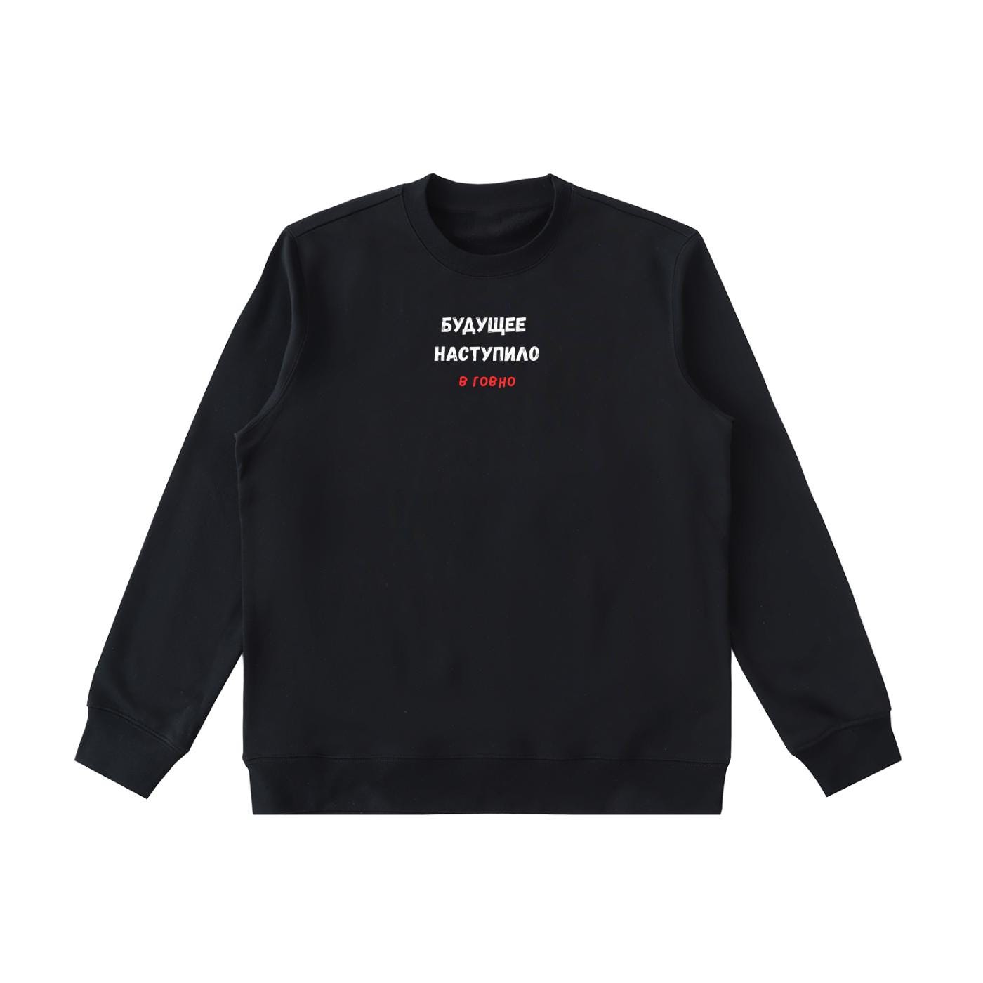 Будущее Наступило В Говно | Cotton Blend Cozy Crewneck Pullover | Funny Russian Meme Quote Sweater | Minimalist Streetwear Sweatshirt