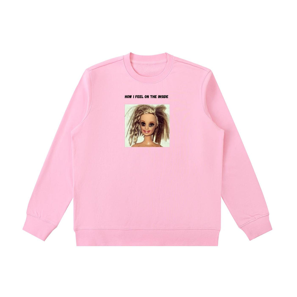 How I Feel On The Inside | Funny Quote Crewneck Pullover | Oversized Cotton Blend Sweater | Cozy Casual Sweatshirt | Relatable Mood Shirt