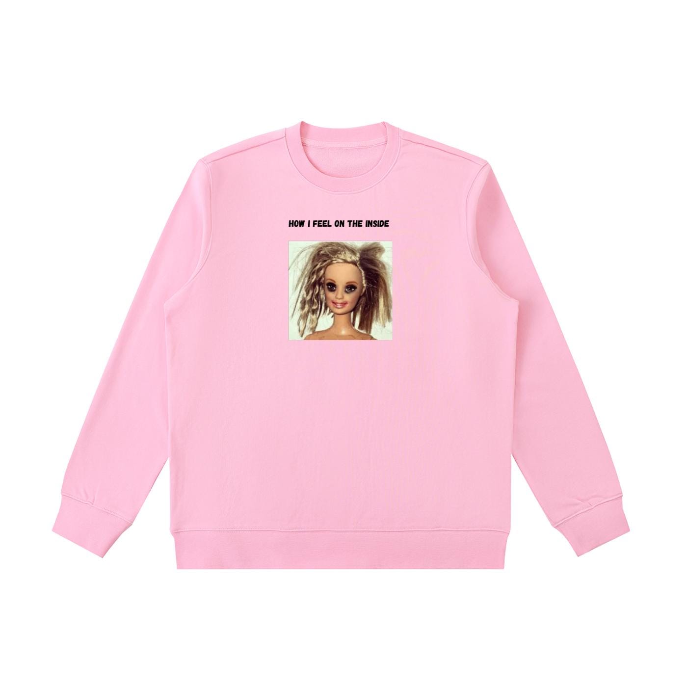 How I Feel On The Inside | Funny Quote Crewneck Pullover | Oversized Cotton Blend Sweater | Cozy Casual Sweatshirt | Relatable Mood Shirt