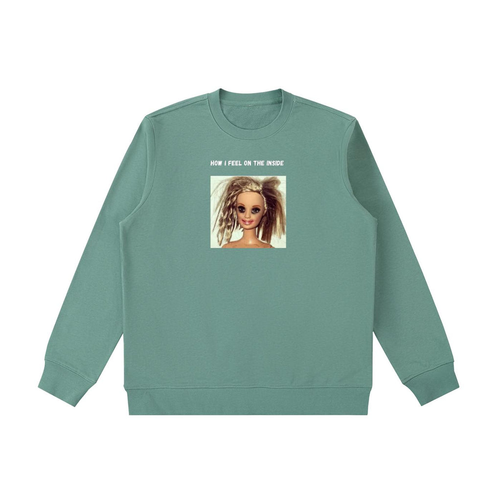 How I Feel On The Inside | Oversized Cozy Crewneck Pullover | Funny Emotional Quote Shirt | Minimalist Cotton Blend Sweater