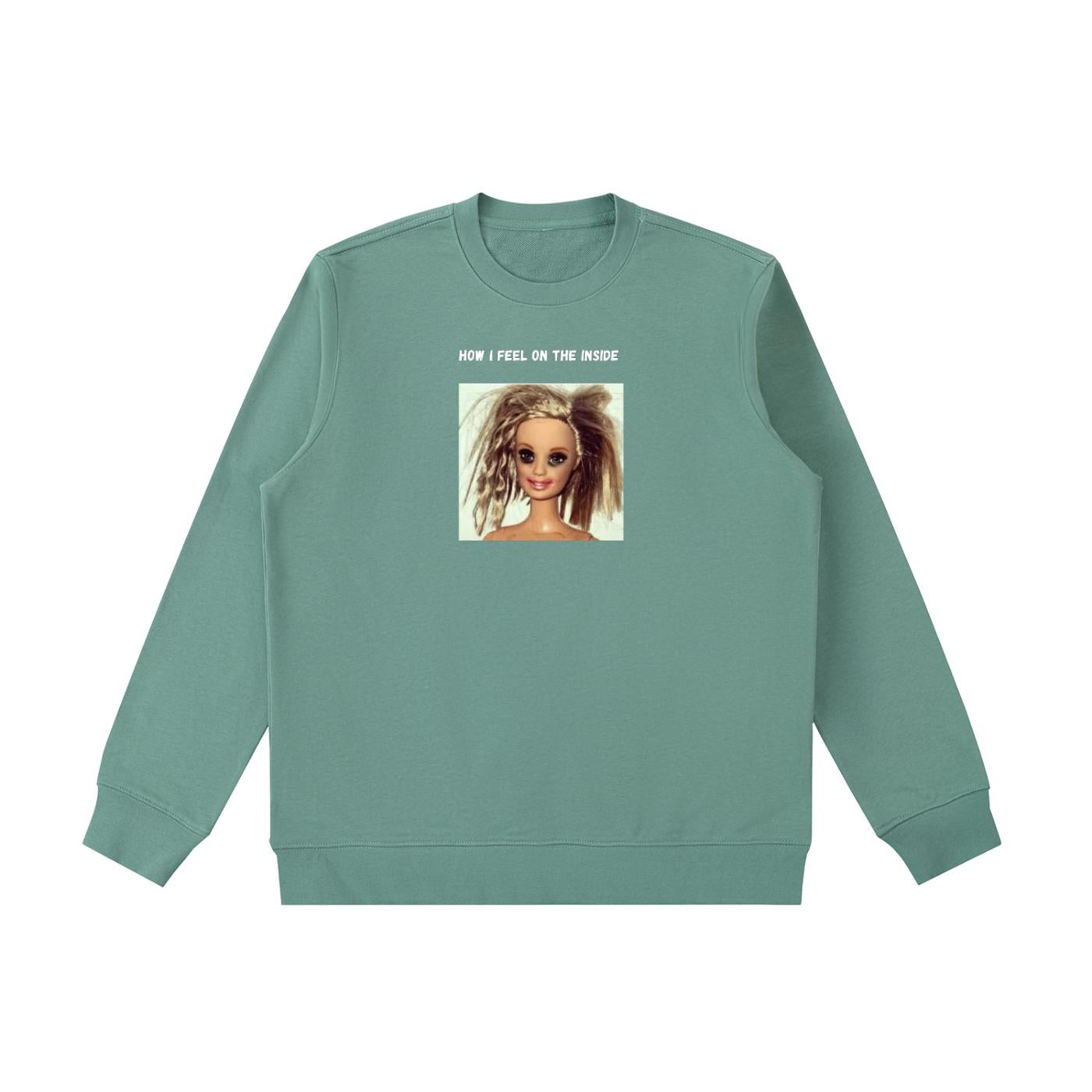 How I Feel On The Inside | Oversized Cozy Crewneck Pullover | Funny Emotional Quote Shirt | Minimalist Cotton Blend Sweater