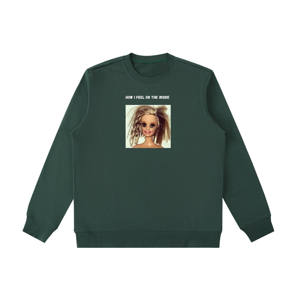 How I Feel On The Inside | Oversized Cozy Crewneck Pullover | Funny Emotional Quote Shirt | Minimalist Cotton Blend Sweater