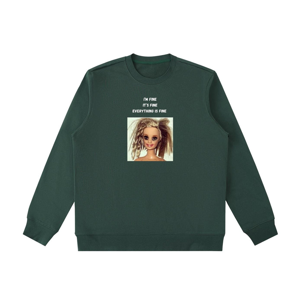 I’m Fine It’s Fine Everything Is Fine Sweatshirt | Funny Anxiety Meme Crewneck | Oversized Cozy Pullover | Minimalist Chaos Quote Sweatshirt